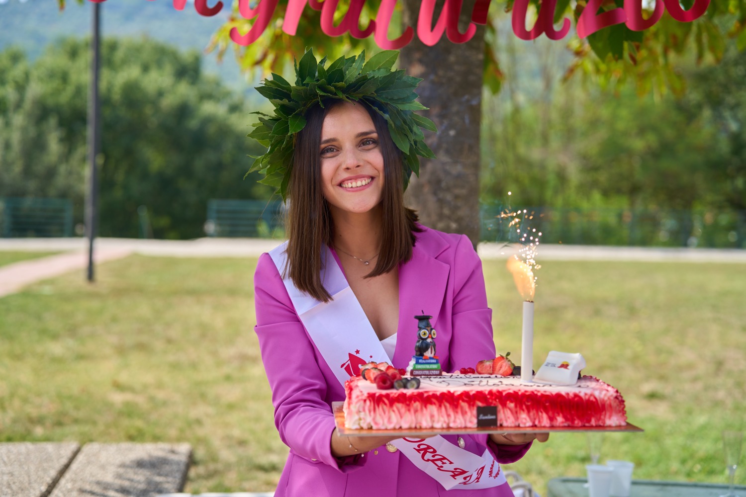 Birthday cake outdoors